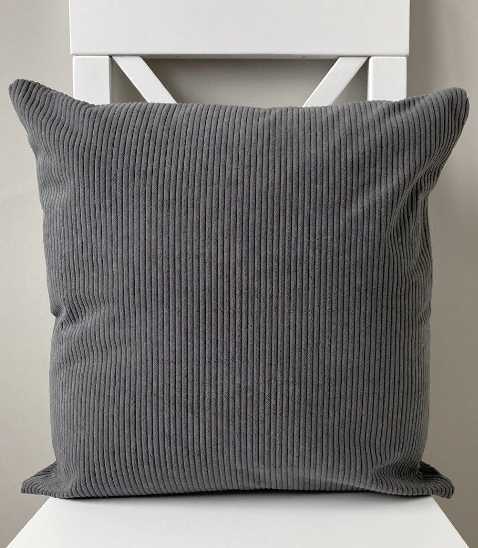 just cushions soft chunky cord cushion dark grey handmade cushion made in the uk