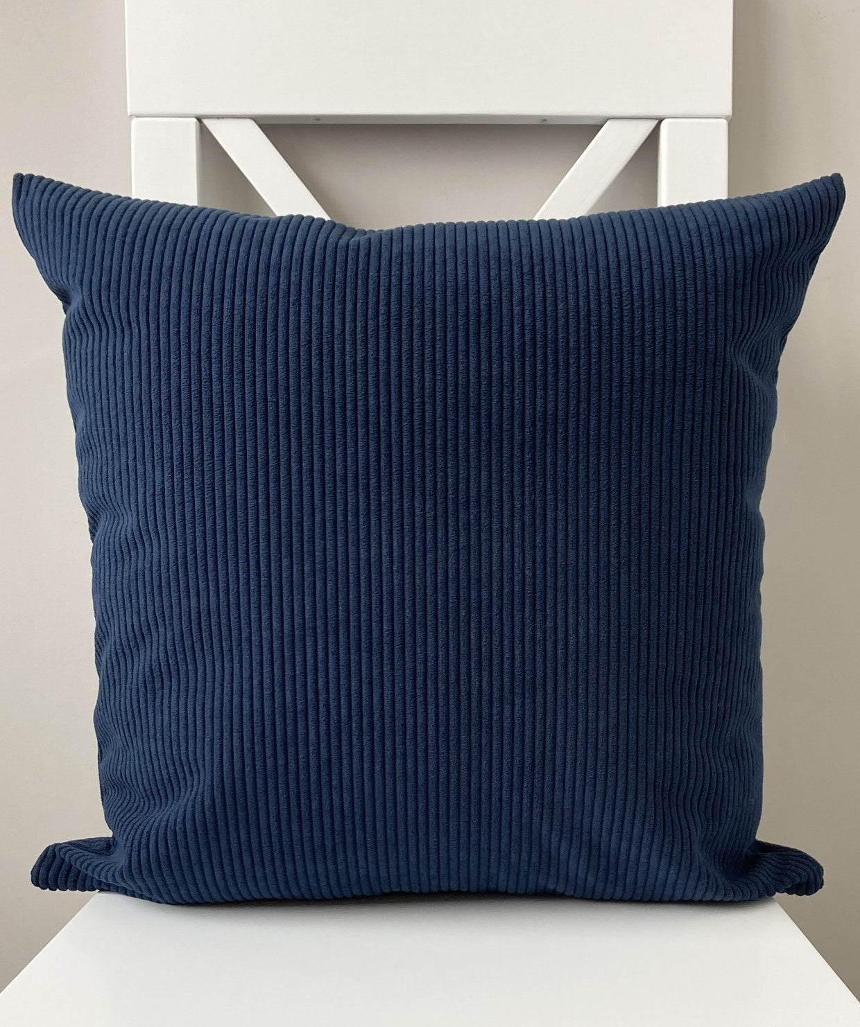 just cushions soft chunky cord cushion dark blue handmade cushion made in the uk