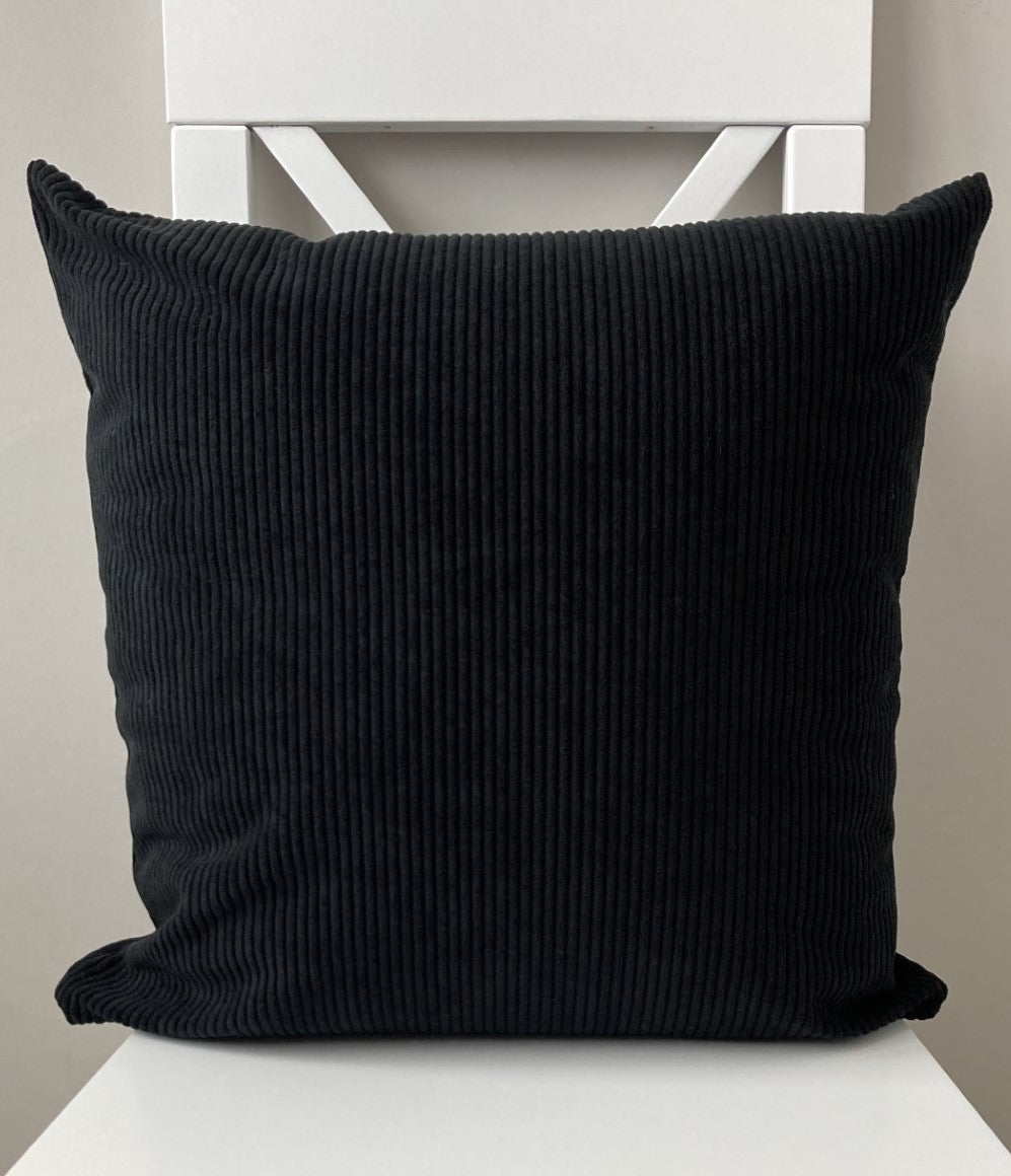 just cushions soft chunky cord cushion black handmade cushion made in the uk